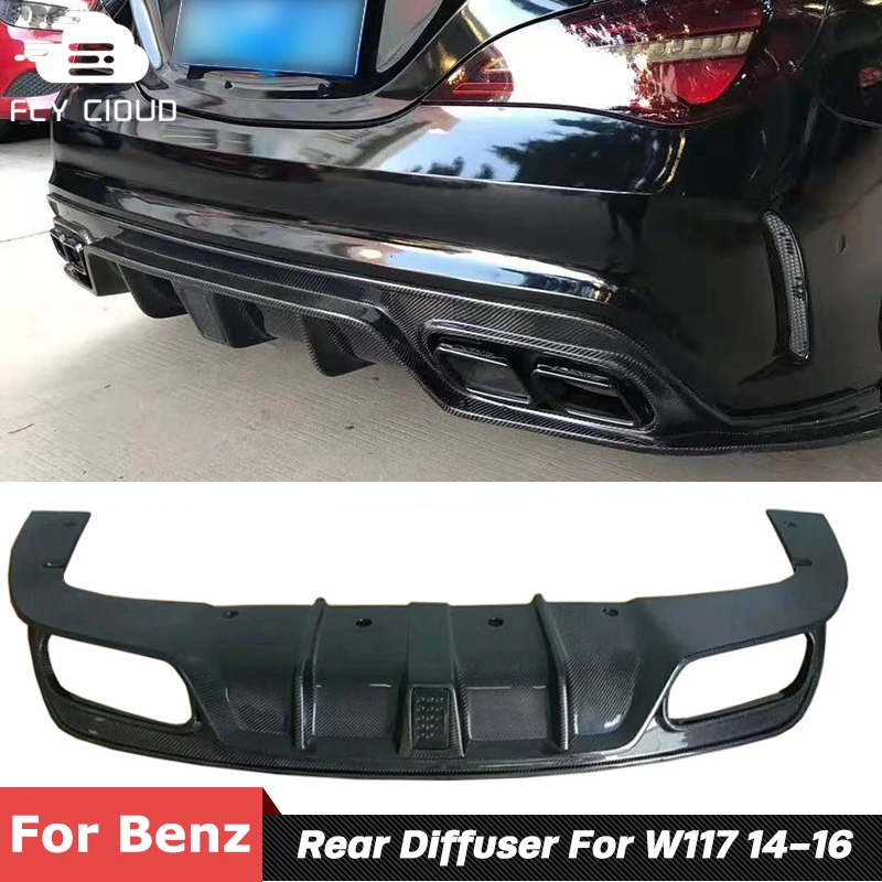 Carbon Fiber Rear Bumper Lip Spoiler Diffuser With Led Light For Benz W117 CLA220 CLA250 CLA260 CLA45 Sport Car Body Kit 14-16