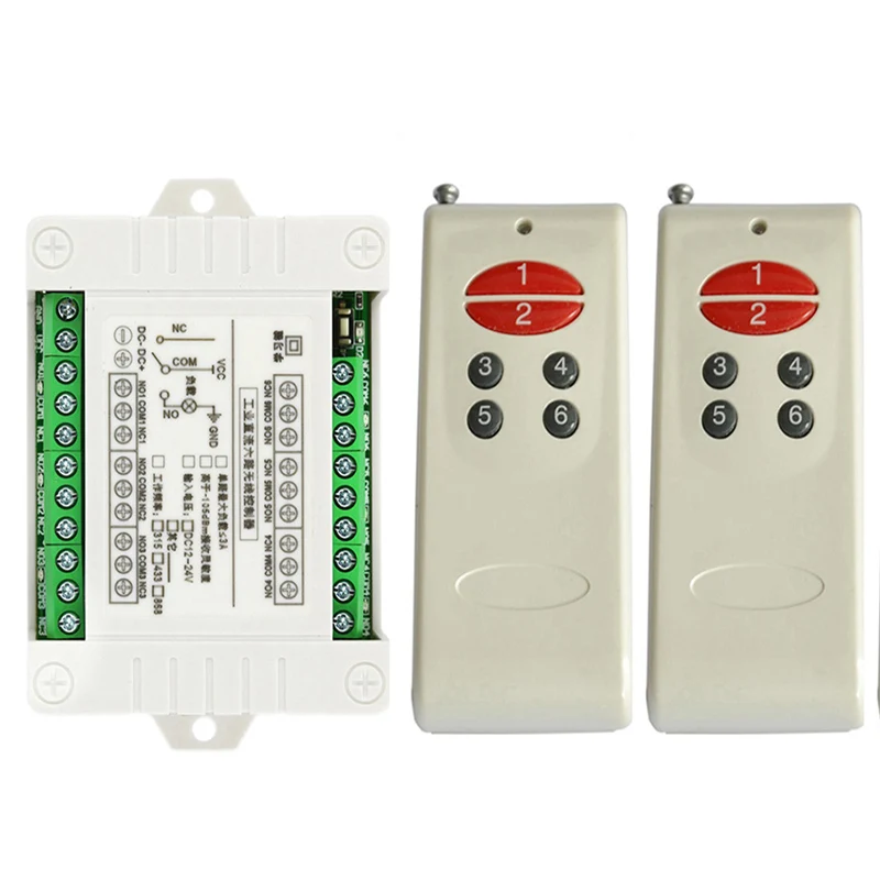 

DC 12V 24V 6 CH RF Wireless Remote Control Switch Remote Control System 6CH Relay Receiver +6 Button Transmitter,315/433 MHz