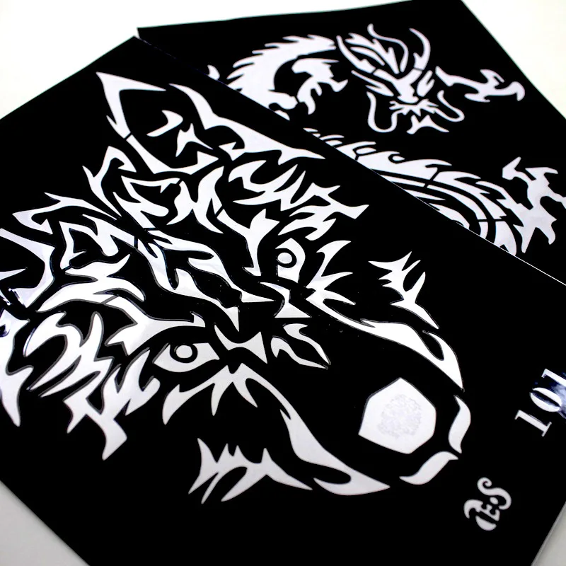 Grande tatuagem stencil henna hena adesivo stencils aerógrafo para decoração modelo de pintura dragão lobo tigre braço volta peito reutilizável