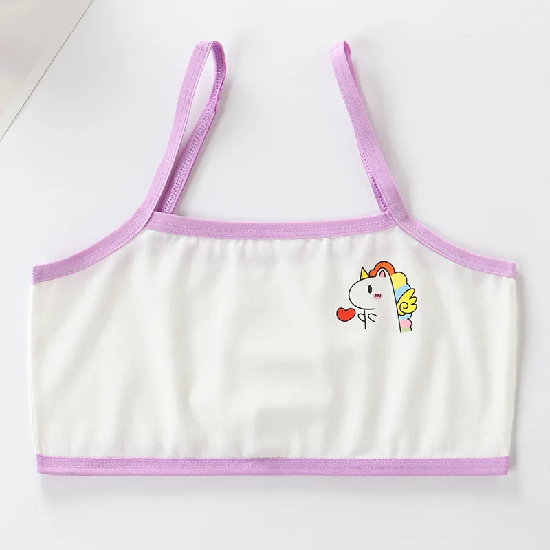 Cute cartoon children\'s cotton underwear for primary and secondary school girls sling thin girl bra girl tube top 8 to 18 y