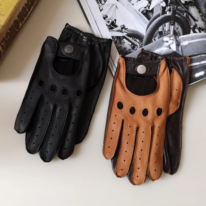 High Quality Deerskin Gloves Male Short Style Real Leather Gloves Single Leather Unlined Spring Autumn Men's Gloves EM002W