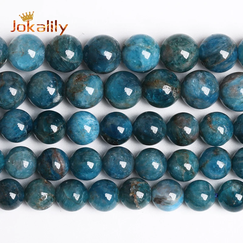 A+ Natural Blue Apatite Stone Round Beads For Jewelry Making Loose Spacer Beads DIY Bracelets Necklace Accessories 4 6 8 10 12mm