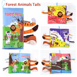 Baby Cloth Book With Animals Tails Infant Early Learning Educational Book Toddler Soft Activity Unfolding Cloth Books For Babies