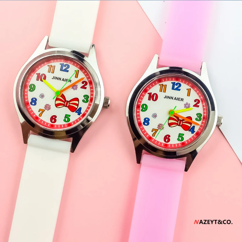 Orologio al quarzo in silicone per bambini orologio da polso in gelatina con fiocco di bellezza con nodo a fiocco per ragazze, bambini, studenti, orologio regalo