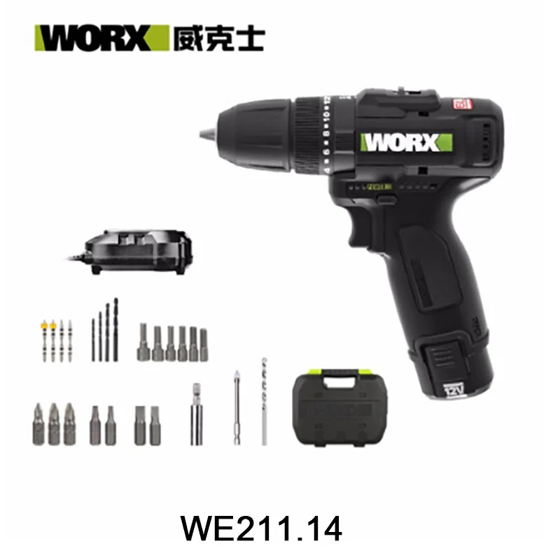 WORX WE211 10 مللي متر 12 فولت بطارية ليثيوم بدون فرشاة تأثير الحفر مفك الحفر الخشب/الخرسانة/الصلب سائق-الصناعة/الحديقة-أدوات