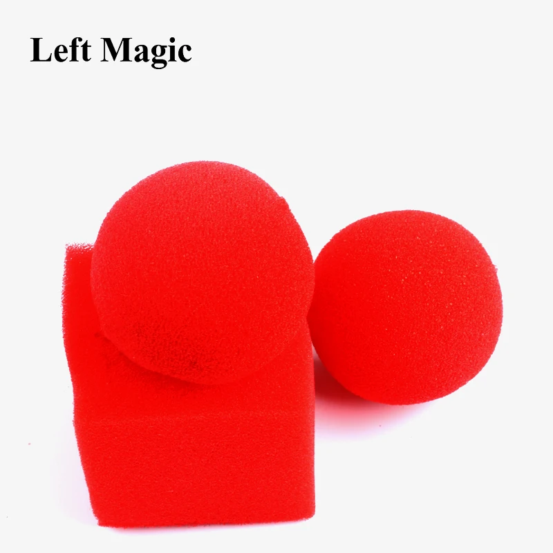 Red Ball To Square Sponges Magic Tricks Set Funny gadgets street stage close up magic tricks magician E3157