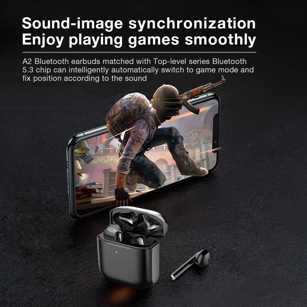 ZQB-miniauriculares Bluetooth A2, audífonos intrauditivos con Control táctil, sonido estéreo Hifi, con estuche de carga, color negro