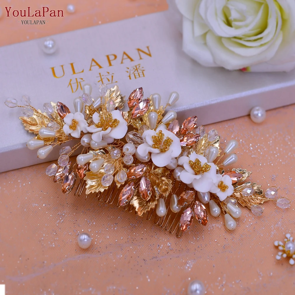 YouLaPan HP321 Floral Hair Pieces for Women Wedding Hair Clip Silver Bridal Comb Romantic Wedding Hairpins Bridal Headpieces