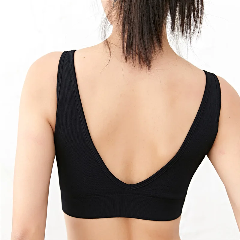 Women Tank Crop Top Seamless Underwear Female Sexy Crop Top Lingerie Sport Cropped Top Removable Cups V Back Padded Camisole