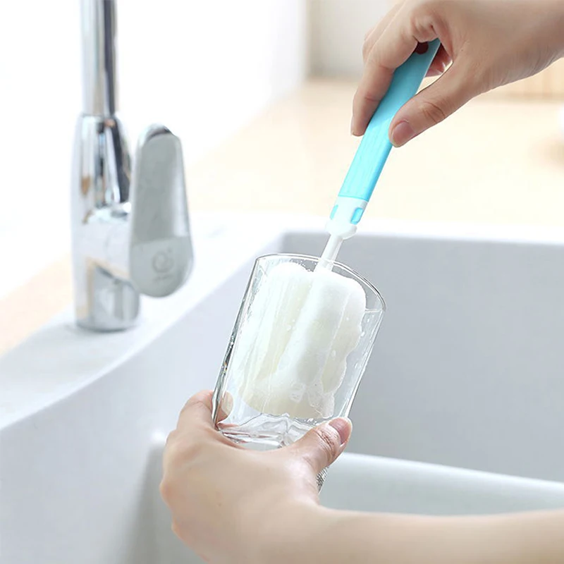 Foldable Long Handle Cup Brush Baby Bottle Brush Sponge Cleaner Spout Cup Glass Teapot Washing Cleaning Tool Clean Brush