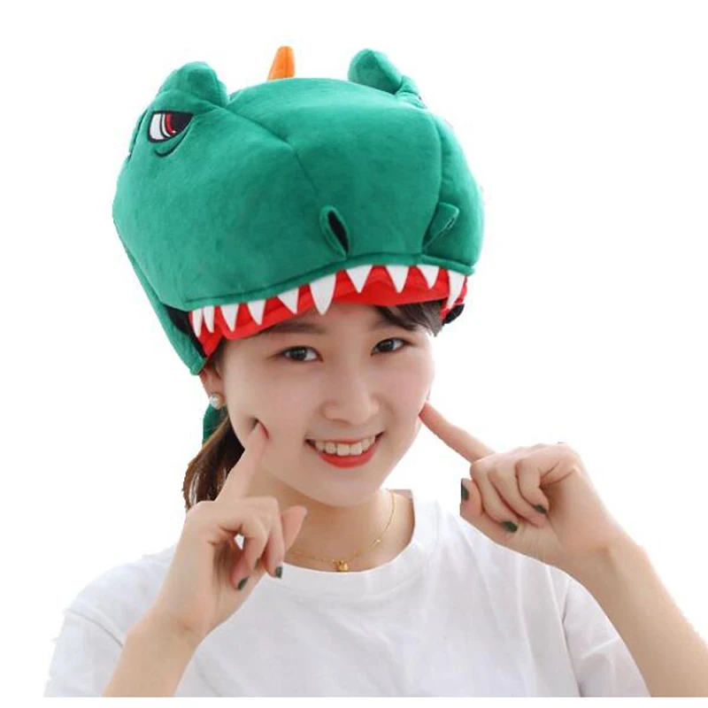 

Color Dinosaur Doll Headgear Hood Hat Plush Toy Birthday Stuffed Cap Gift