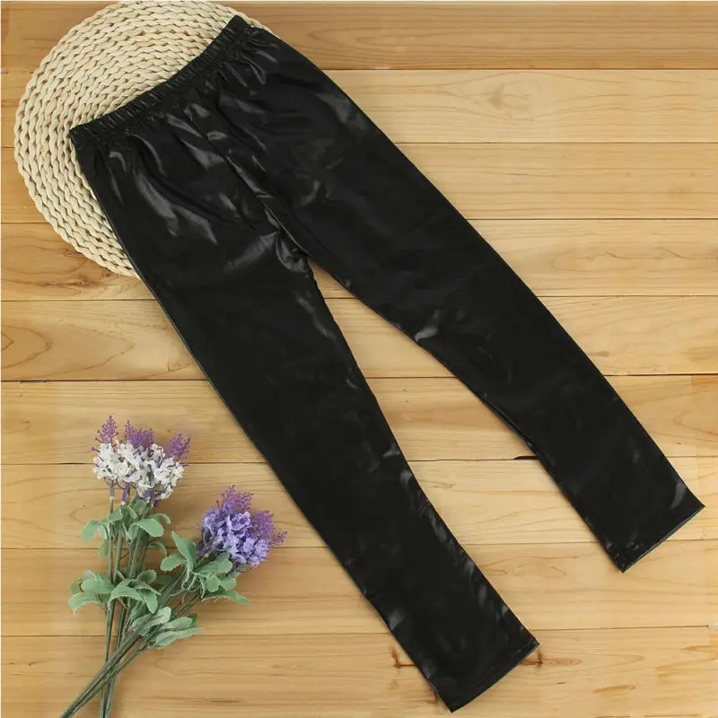 키즈 여자 아기 소년 유니섹스 바지 새로운 패션 단색 멋진 가죽 바지 스트레치 어린이 스키니 연필 레깅스 1-8Y