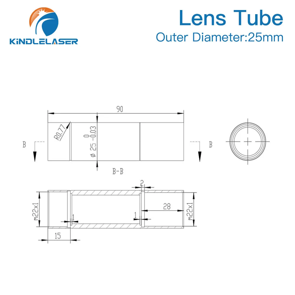 KINDLELASER Tubo per obiettivo CO2 OD.25mm per macchina per incisione taglio laser CO2 con obiettivo D20 F50.8/63.5/101.6mm