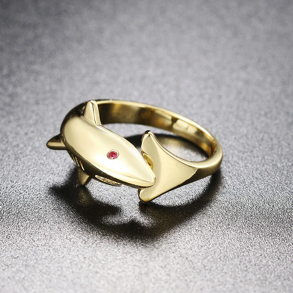 Gold Color Shark Ring for Men Punk Personality Adjustable Women's Rings Hip Hop Fish Accessories Jewelry Dropship Suppliers R719