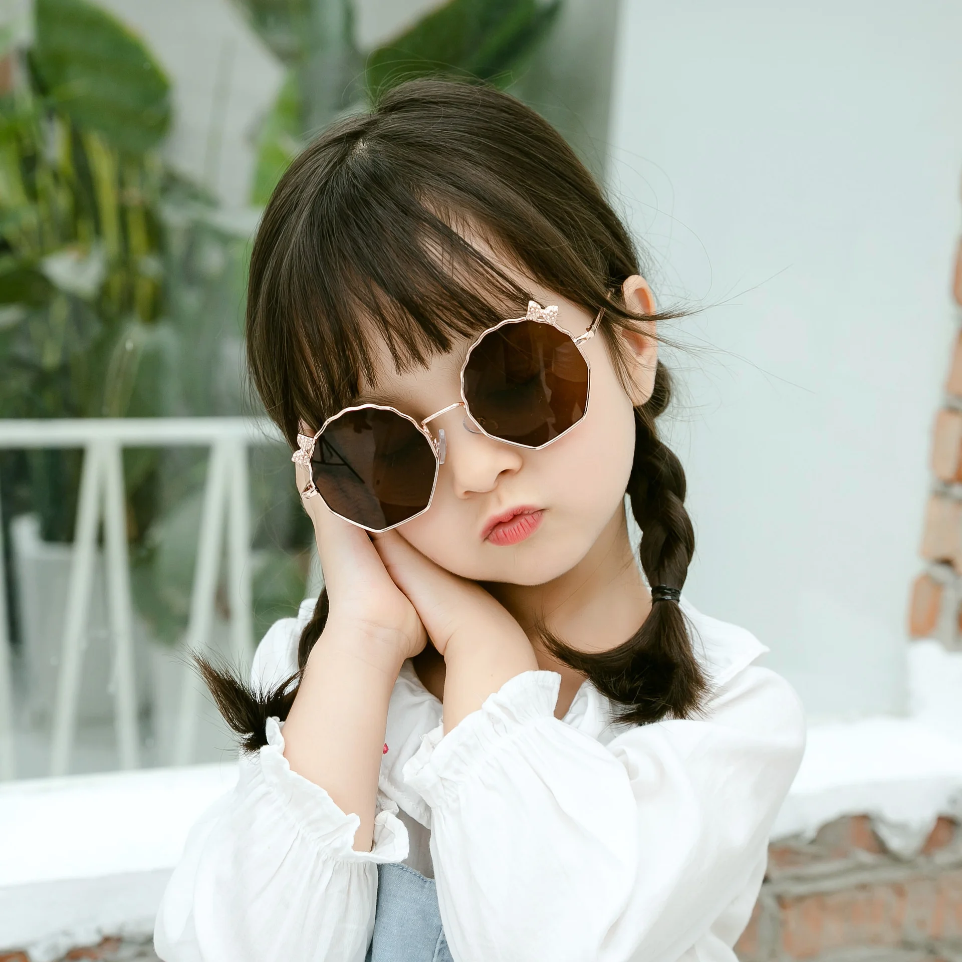 sunglasses children's fashion 202 new metal bow trendy children's glasses anti ultraviolet sunglasses b149