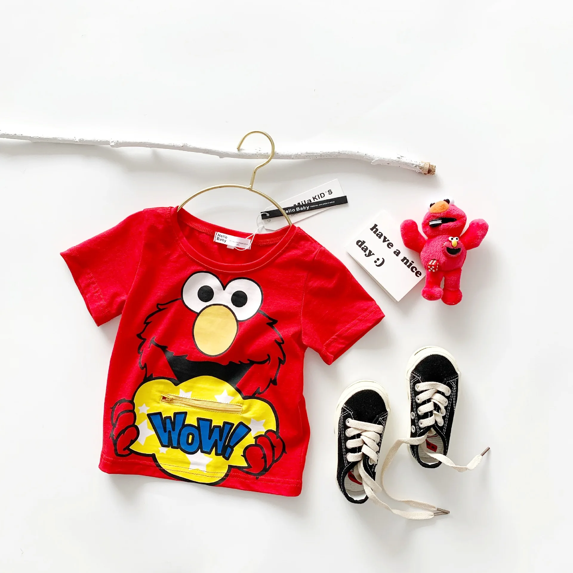 

Tonytaobaby Summer New Boys and Girls' Cartoon Printed Zipper Short Sleeve T-shirt for Boys and Girls