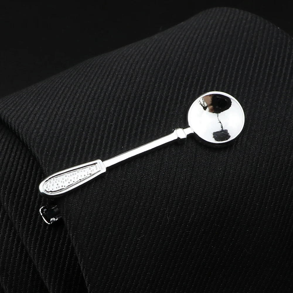 Men\'s Chrome Stainless Tie Clip Fork Spoon Shovel Knife Hammer Arrow Dolphin Shape Metal Tie Clip for Men Necktie Clips Pin Gift