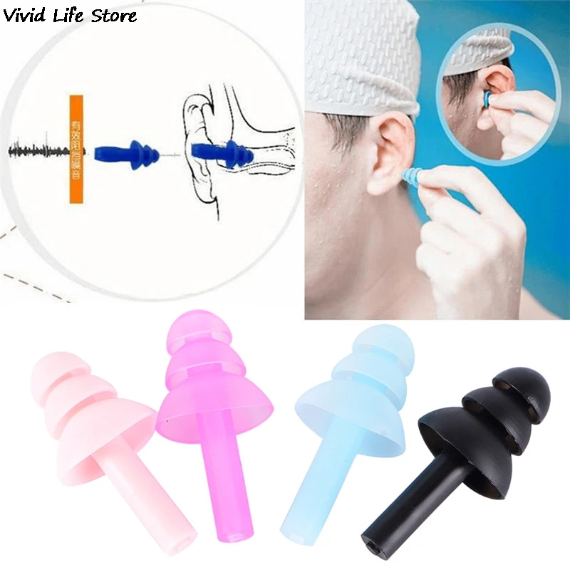 4pcs Silicone Waterproof Swimming Ear Plugs Earplugs Ear Protector Noise Reduction Protective Earmuffs 28*11mm