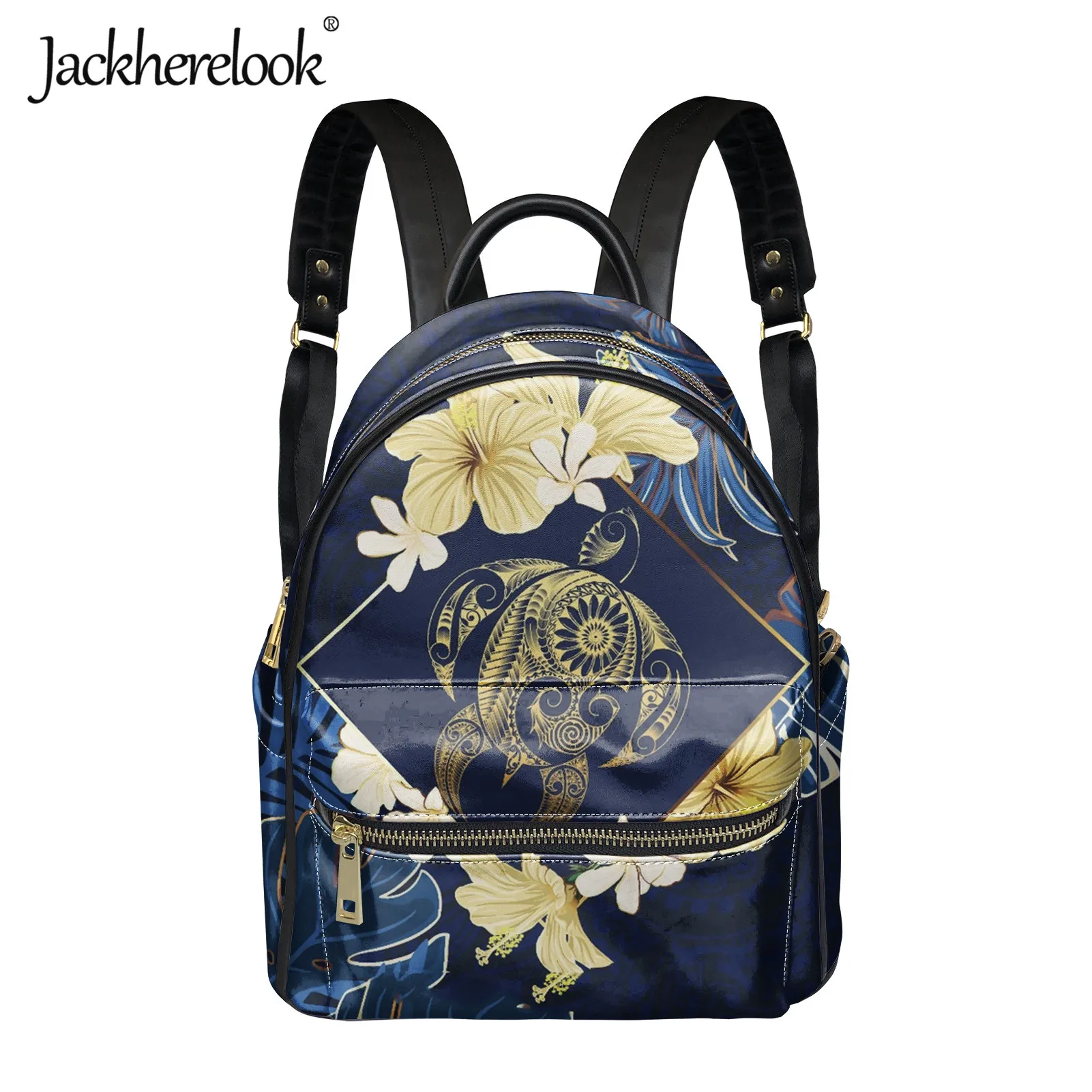 

Женский роскошный рюкзак Jackherelook Hwaii Hibiscus с принтом морской черепахи, маленькая школьная сумка из искусственной кожи для девочек, ранец, рюкзак