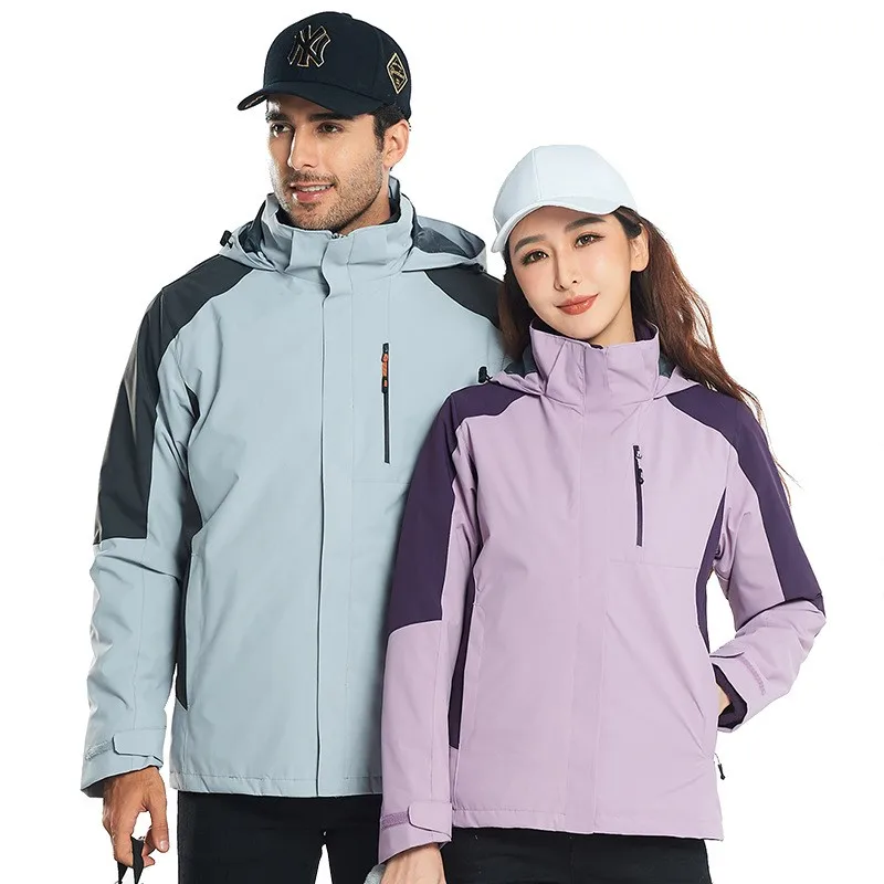 

Outdoor Autumn Winter Men Women Three-In-One Two-Piece Detachable Plus Velvet Thickening Windproof Waterproof Breathable Mountai