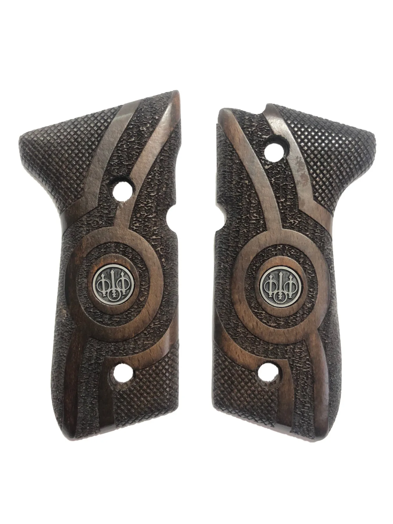 

Beretta F92, 92 A1, 92G, 92FS, 96, 96 A1, M9, m9A1 Compatible Metal Laser Cut Wooden Grip Mod14