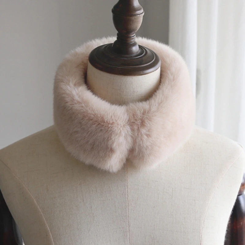 Fleece Neck Warmer Faux Mink Fur Collar Scarf Coat Collar Fur Soft Plush Girl Scarf Winter Imitation Mink Fur Casual M6CD