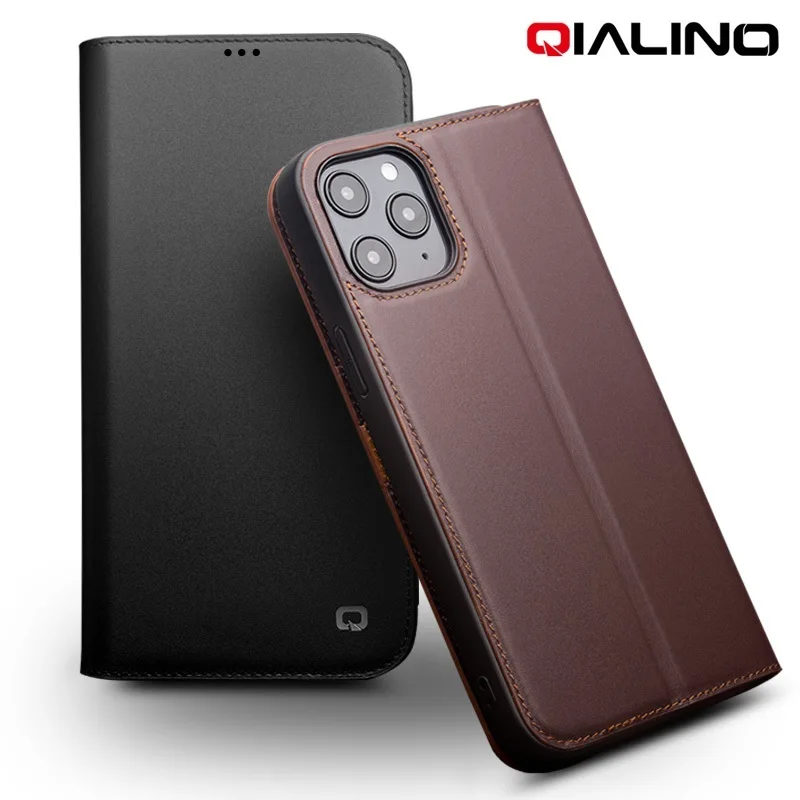 QIALINO Genuine Leather Case for iPhone 12 Pro Card Slot Flip Luxury Ultrathin Cover for iPhone 11 Pro XR XS Max 7 8 Plus SE2020