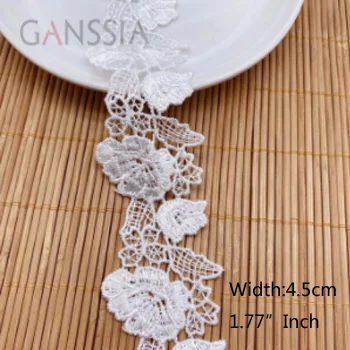 Width:4.5cm (1.80 inch) Flower Fabric Lace Trim for Embroidery and Skirt Intimate Accessories Decorative Crafts(SS-2327)