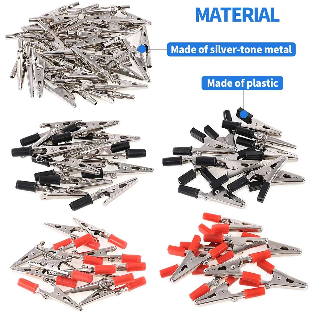 100pcs/box 50mm Kunststoff Test Sonde Metall Alligator Clip Anschluss Batterie Steckdose Clip (Drei Größen)