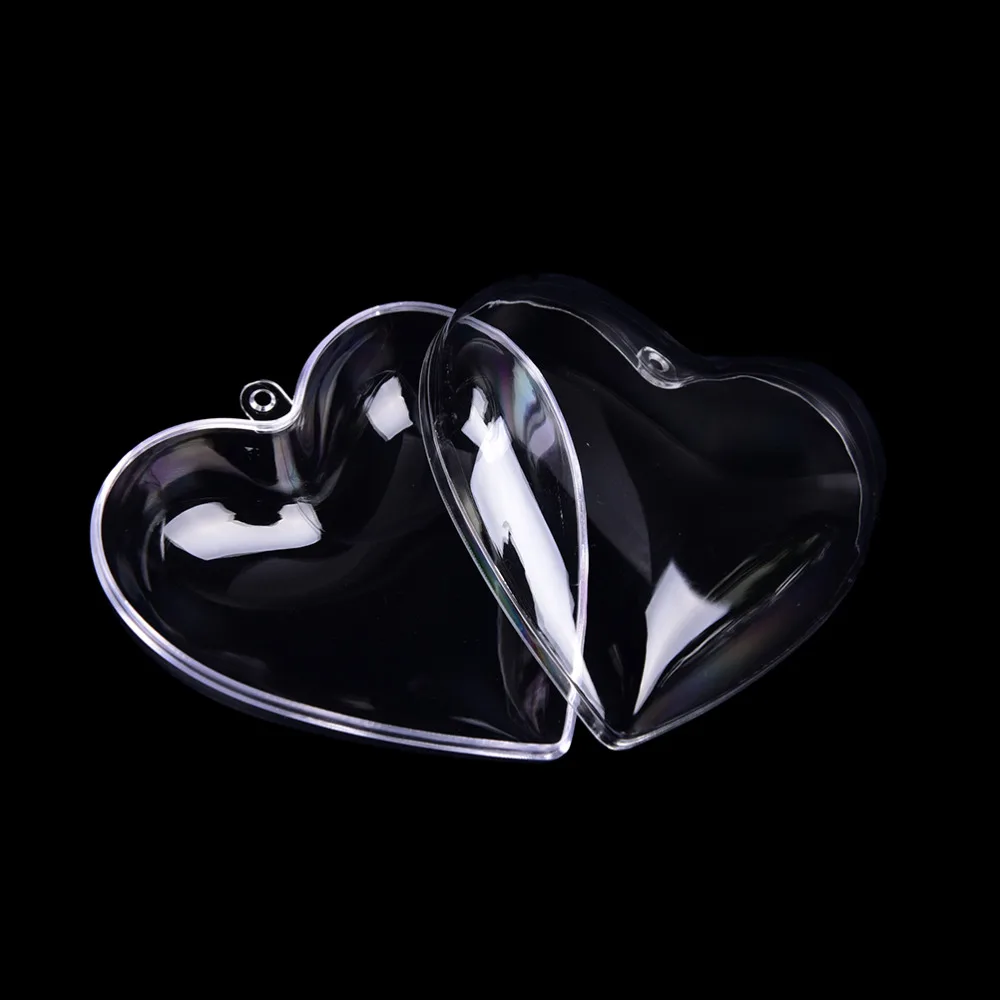 2pcs/1set 65/80mm Lovely Clear Candy Boxes Romantic Design Heart Ball Can Open Plastic Soap Cake Tools Pan Tin Baking Pastry