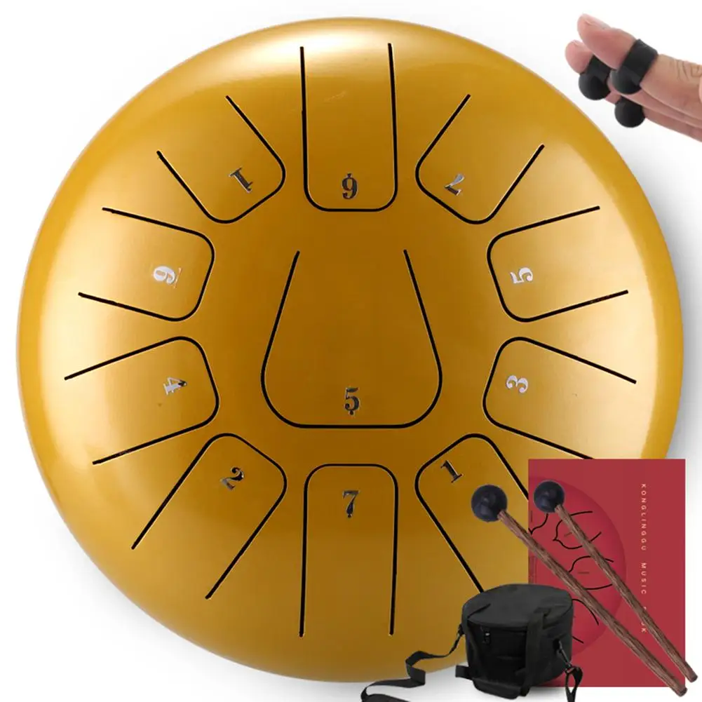 12 Inch Steel Tongue Drum Mini 11 Tone Steel Titanium Alloy Hand Pan Drum Tank Drum Sets Percussion Instrument Drum