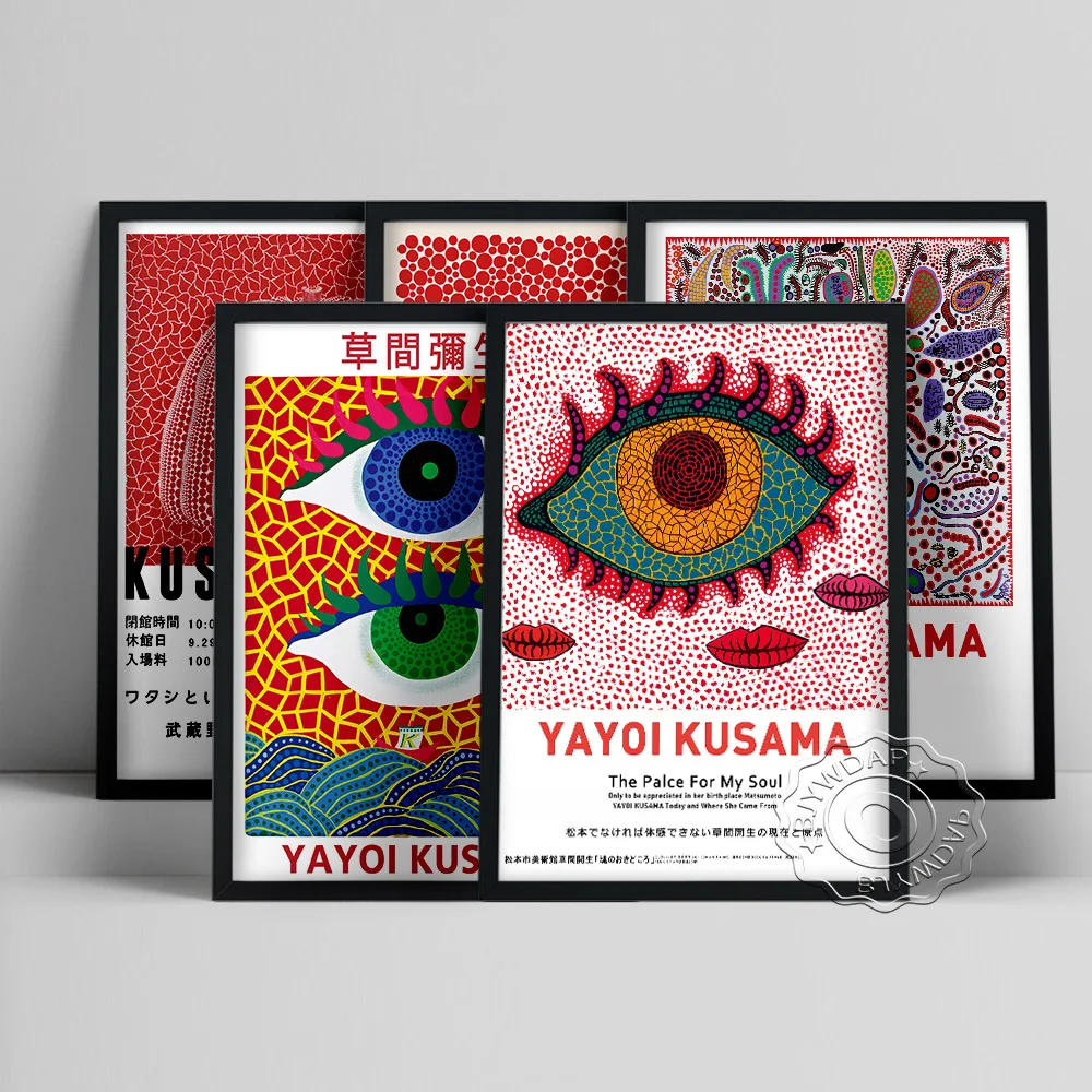 Yayoi Kusama Exhibition Museum Popular Art Poster, The Endless Life Of People Canvas Painting, Polka Dot Repetition Home Decor