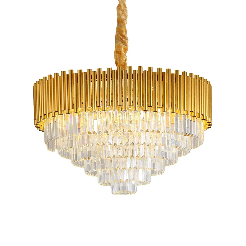 

European-style round crystal chandelier light luxury living room crystal chandelier simple villa dining room bedroom lamp D80CM