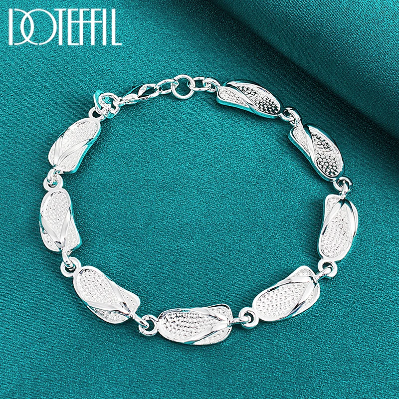 DOTEFFIL 925 Sterling Silver Slippers Shoe Bracelet Chain For Women Man Wedding Engagement Party Fashion Jewelry