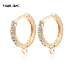 Orecchino Fare Forniture 14k Placcato Oro Intarsiato Zircone Orecchini A Cerchio Ganci Dell'orecchino Catenacci Accessori Fatti A Mano Gioielli FAI DA TE