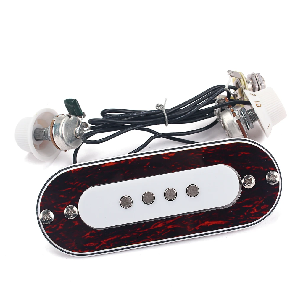 Tooyful 1 Set Prewired Guitar Sound Hole Pickup with Tone&Volume for 4 String Acoustic Cigar Box Guitar