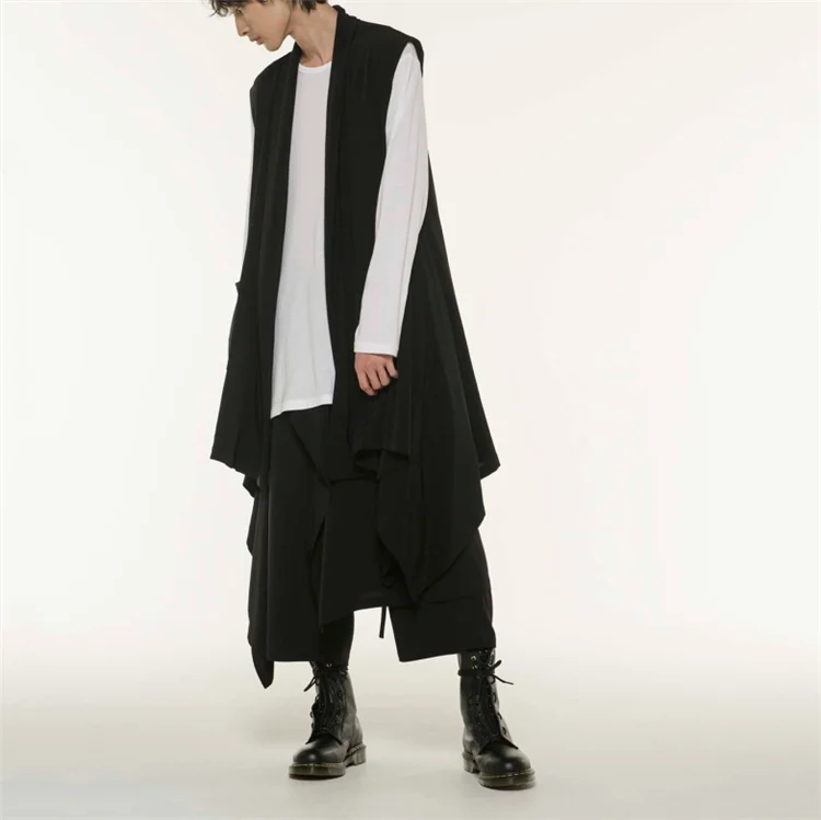 

S-6XL!!New spring/Summer man personality cape sleeveless hoodie in the dark long cardigan show suit sunblock young windbreaker