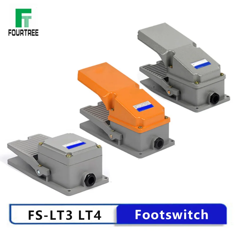 1PCS Footswitch LT3 LT4 Aluminum Shell Foot-on Momentary Control Switch Electric Power Pedal Self-reset Machine Tool Accessories