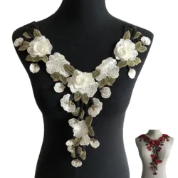 Black and white lace fake collar sewing ladies chest applique fabric embroidery DIY clothing accessories 1 piece for sale