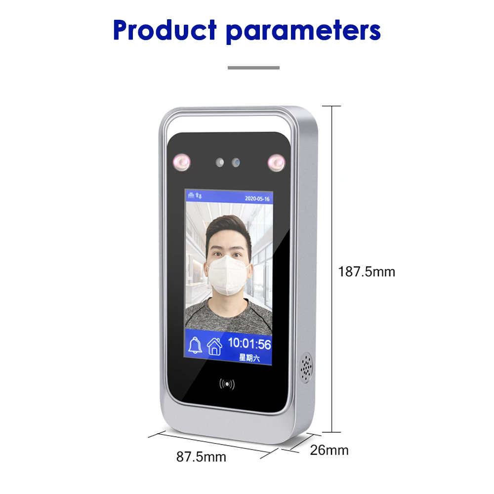 4.3 Inch Touch Screen Dynamic Face Recognition Time Attendance Access Control Employee Time Clock 125Khz 13.56Mhz Attendance