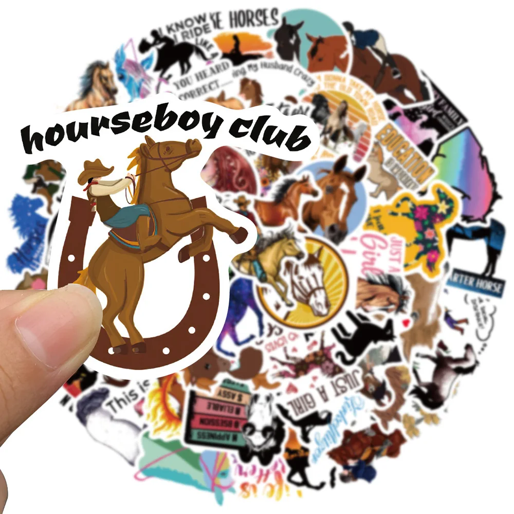 10/30/50PCS Cartoon Horsemanship Sticker Horse Racing For Helmet Luggage Bicycle Laptop Motorcycle Decals Graffiti Stickers F5