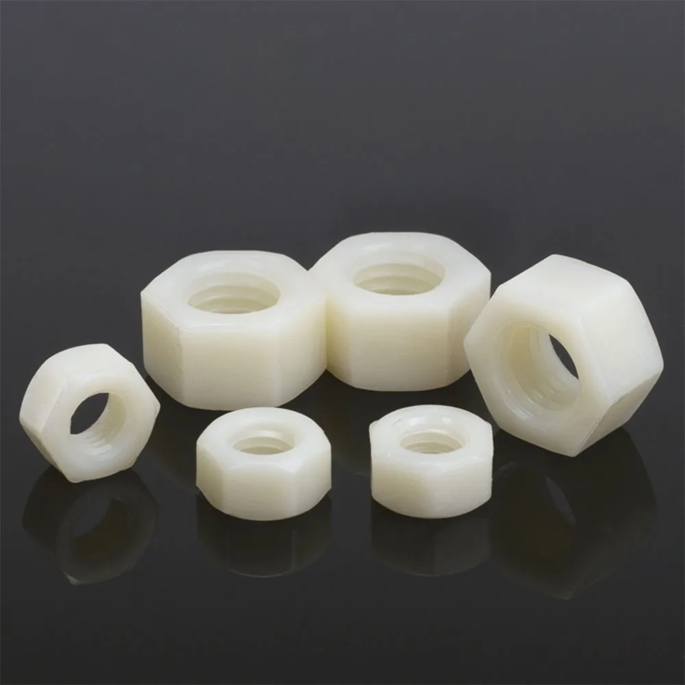 Tuerca hexagonal de nailon, tuercas hexagonales de aislamiento de plástico, color blanco y negro, 10/20 piezas, M2, M2.5, M3, M4, M5, M8, M10, M12