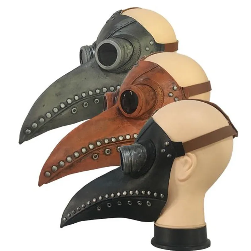 

Hot Sale Cool Plague Doctor Mask Steampunk Cosplay Bird Beak Long Nose Latex Masks Masquerade Carnival Halloween Party Props