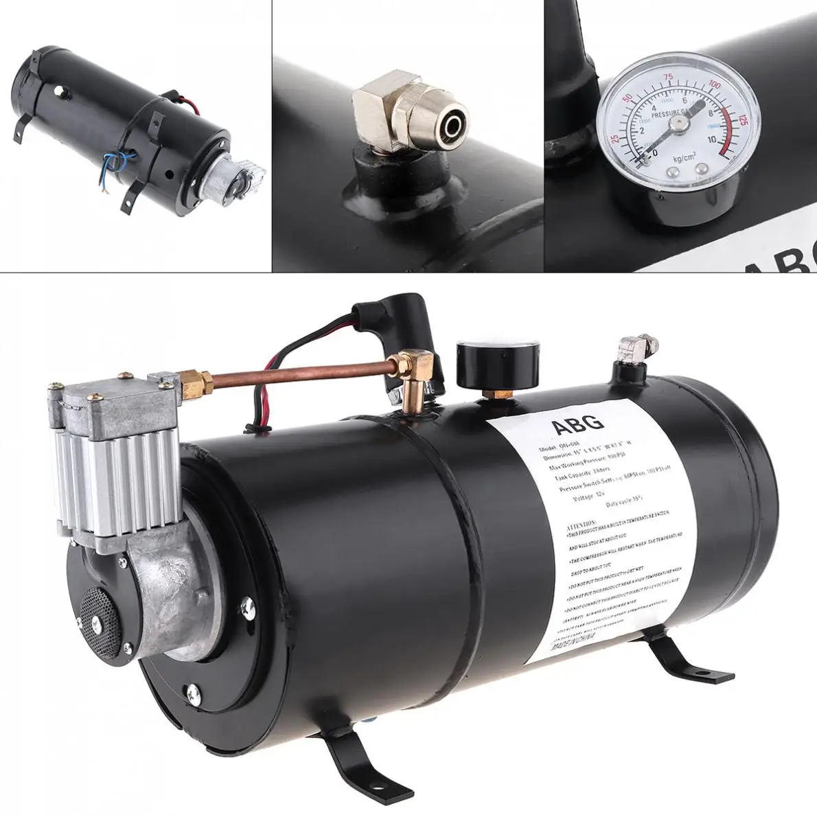 Universal 12V 150 PSI Air Horn Compressor Tank Pump for Train Auto Car Truck Boat Machine Sleeves Pneumatic Power Tools