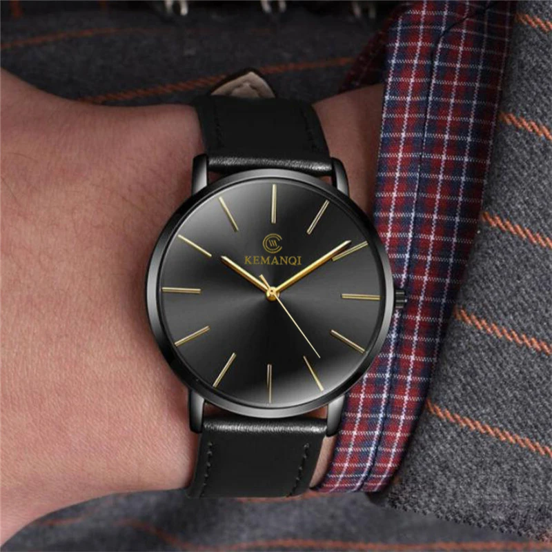 Luxus Herren Uhr Thin Mens Watches Blue Dial Fashion Quartz Watches Stocks Men\'s Watch Reloj De Lujo Hombre Erkek Kol Saati 2020