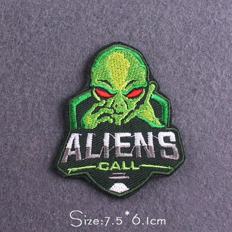 Alien Patches For Clothing Punk Patch Skull Badges Lion/Bear Embroidery Patch Iron On Patches For Clothes Stripes Sticker DIY