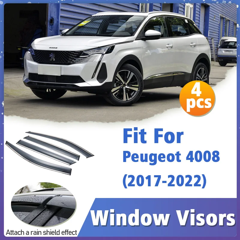 

Window Visor Guard for Peugeot 4008 2017-2022 Vent Cover Trim Awnings Shelters Protection Sun Rain Deflector Auto Accessories