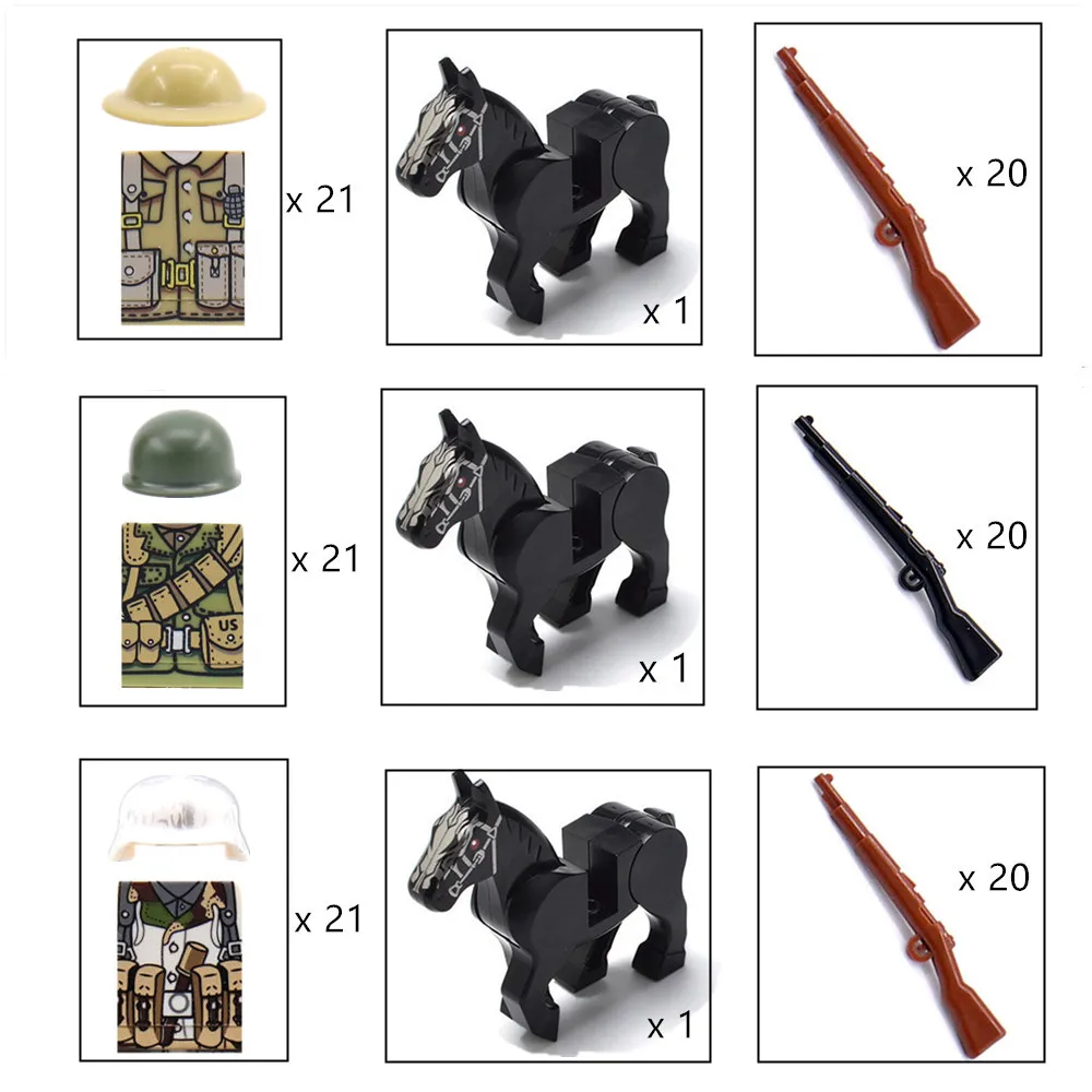 

21pcs Army Group MILITARY SWAT Chinese Soldiers War Horse Building Blocks Bricks Figures Leaning Toys Boys Birthiday Gifts Set