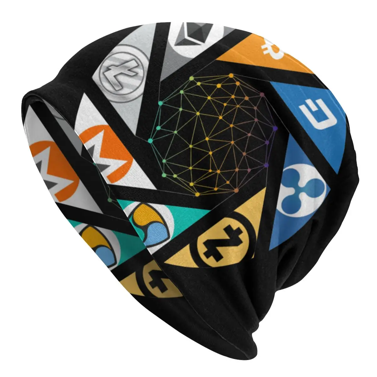 Cryptocurrency Bitcoin Ethereum Blockchain Bonnet Hats Knit Hat Vintage Street Skullies Beanies Hats Unisex Warm Elastic Cap