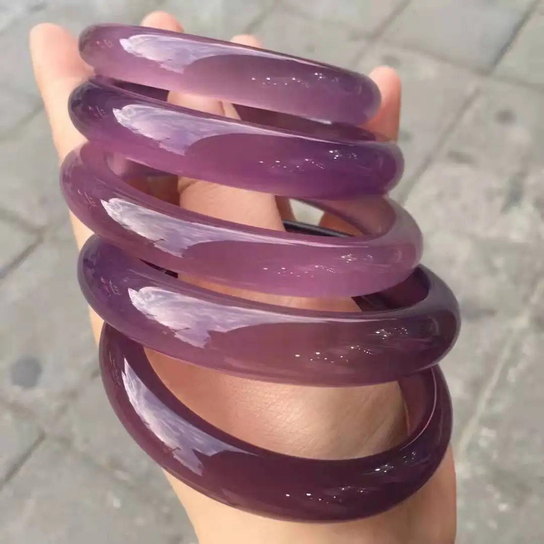 Natural violet bracelets women handcarved jade bangle jewelry jadeite bangles Real agate Women's jewelry accessories gift